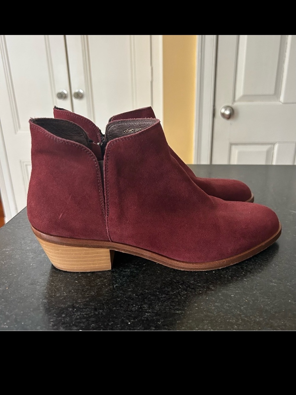 Garnet Hill Made in Italy Burgundy Suede Leather Ankle Boots - Size 10